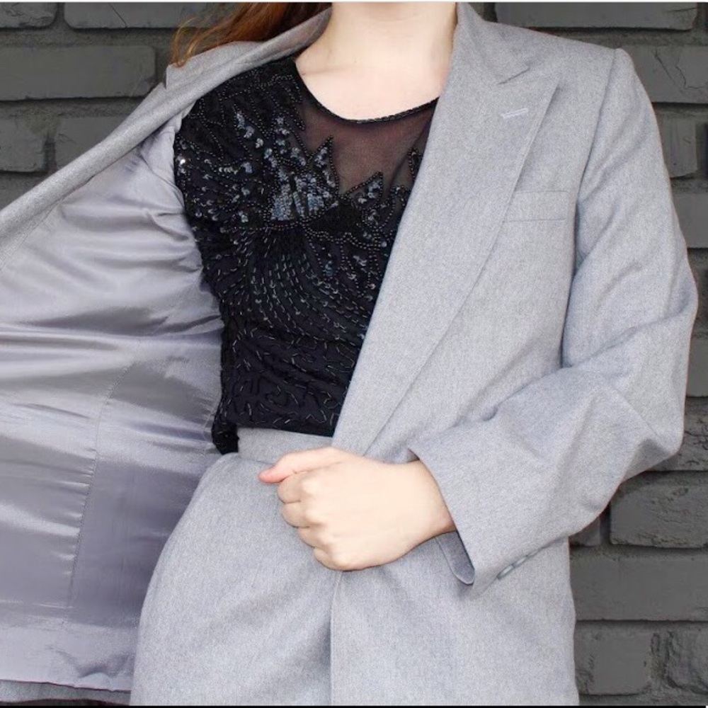 1940s Vintage Grey Skirt Suit Set